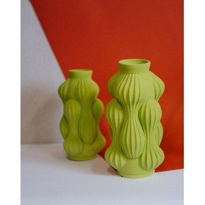 Laimo spalvos 3D porcelianinė vaza „Sinuous"